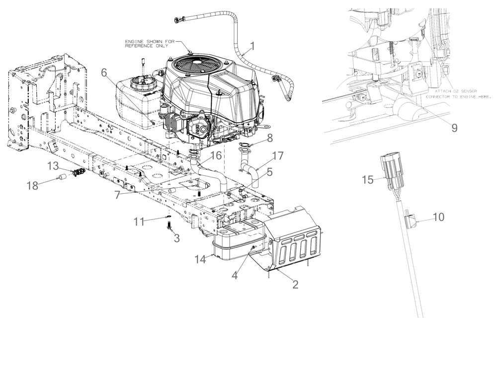 Engine Accessories Diagram and Parts List for XT2-LX46EFI (13AZA1CN010)(2020) Cub Cadet Lawn Tractor